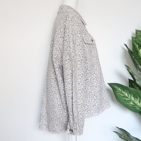 Zara Leopard / Animal Print Long Sleeve Denim Jacket / Long Sleeve Over-Shirt S - Picture 5 of 11